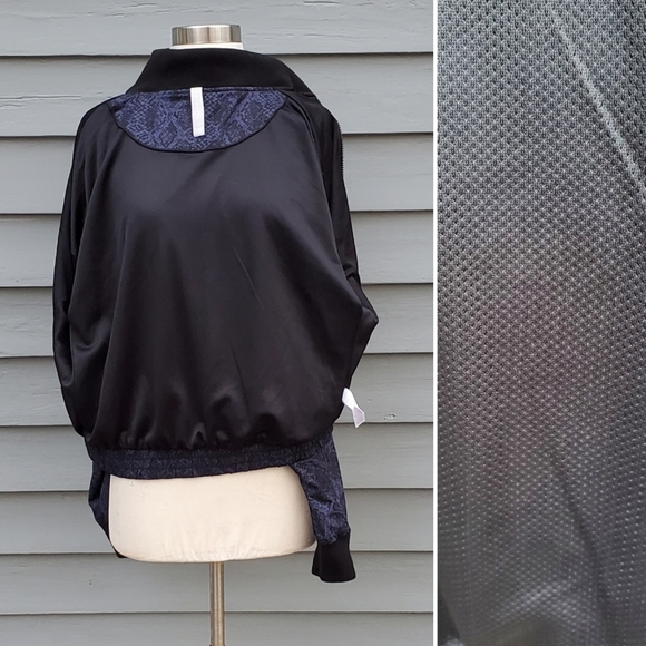 Athleta Brooklyn Snake Python Print Blue Black Track Bomber Athletic Jacket Sm - Picture 6 of 9